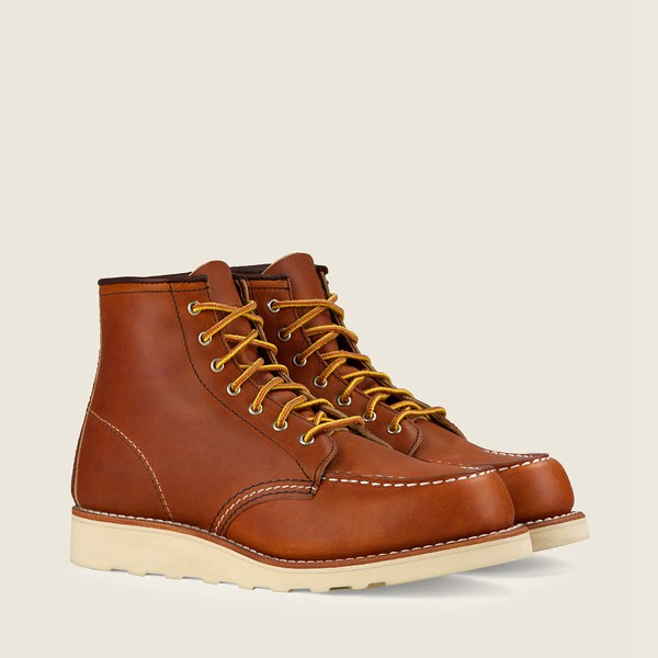 Red Wing Heritage Boots Brown - Red Wing Womens 6-inch Classic Moc - Short Legacy Leather - XRWLB-70